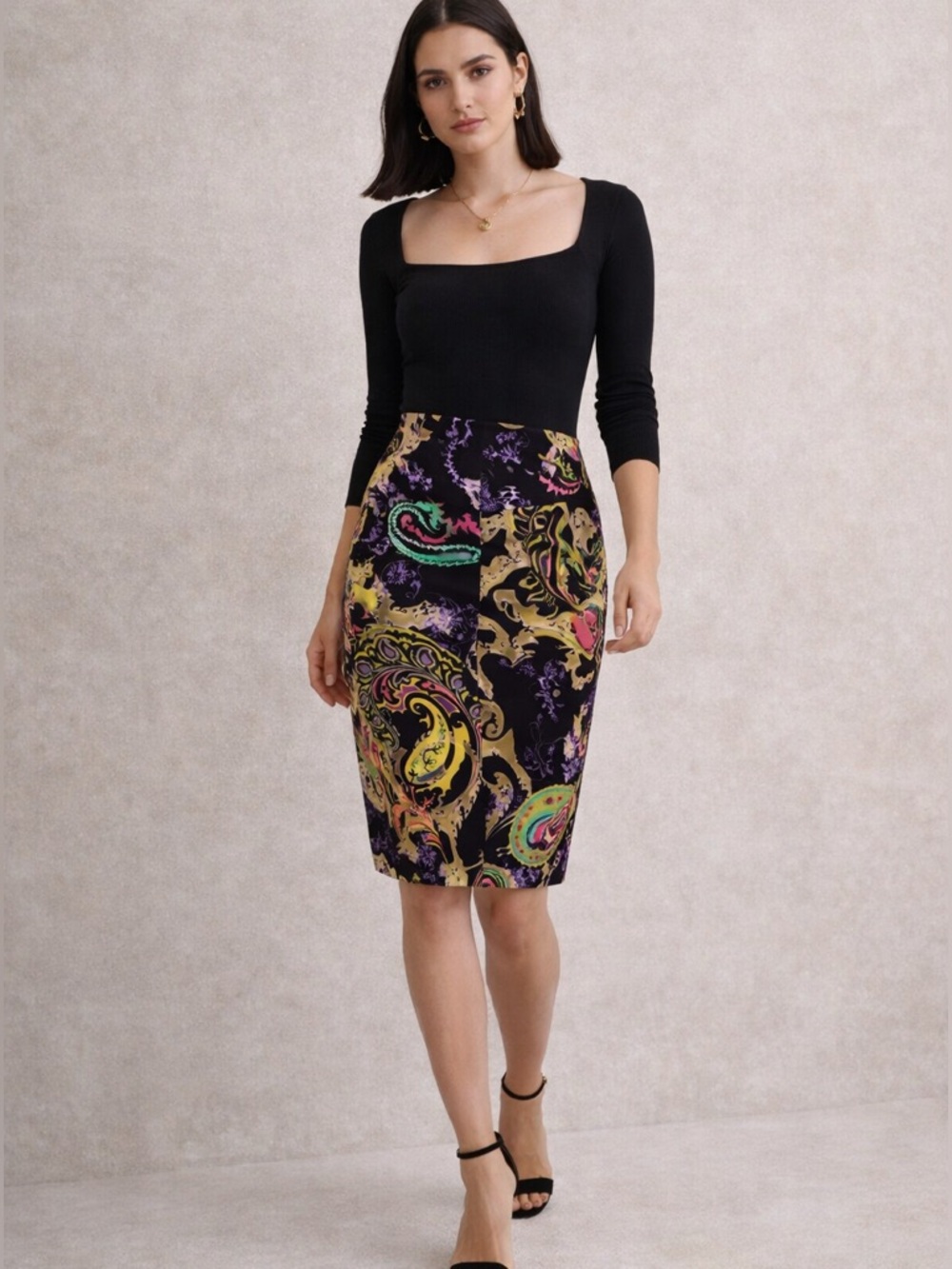 Etro Milano Paisley Pencil Skirt Wool Blend Made in Italy Size 42 ~US 6 Designer